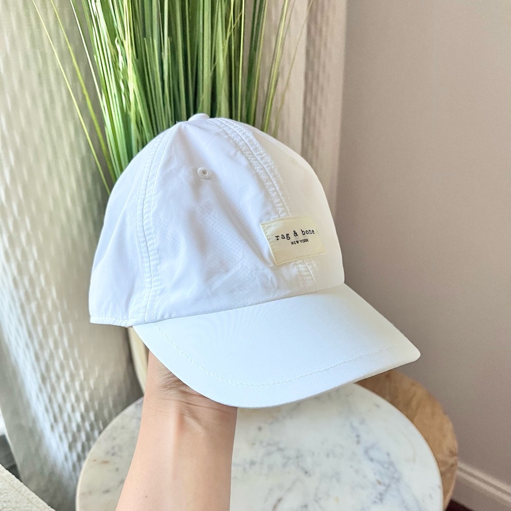 Rag & Bone Logo Baseball White Hat Nylon Material Adjustable